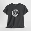 Charcoal Chicago Stealie skull T-shirt with circular logo graphic on front