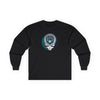 Black long-sleeve T-shirt with circular Seattle Stealie skull logo on chest