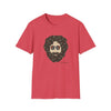 Heather red crewneck T-shirt with bearded skull graphic front print