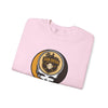 Light pink crewneck sweatshirt with San Diego Stealie graphic on chest