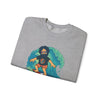 Sport grey crewneck sweatshirt with surfing character graphic and Life is dead. text