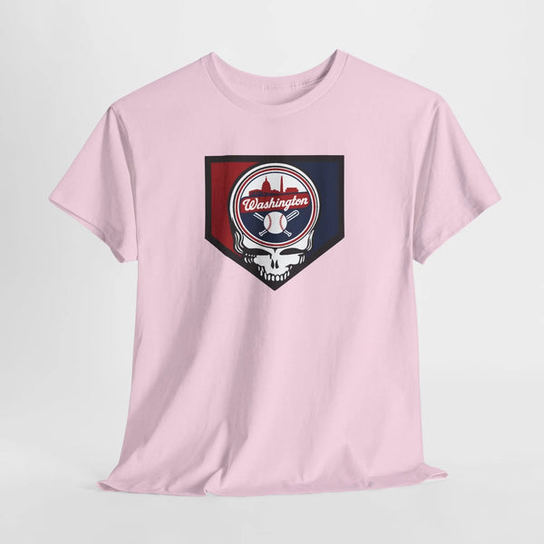 Light pink short-sleeve T-shirt with Washington team crest graphic on the chest