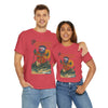 Heather red T-shirt with Ski New Mexico retro ski graphic on the chest