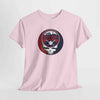 Light pink Boston Red Sox T-shirt with circular skull team logo graphic