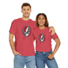Red Dead T-shirt with skull lightning graphic on front