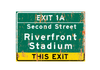 Riverfront Stadium – Classic Stadium Metal Sign For the Sports Lover Winks Print