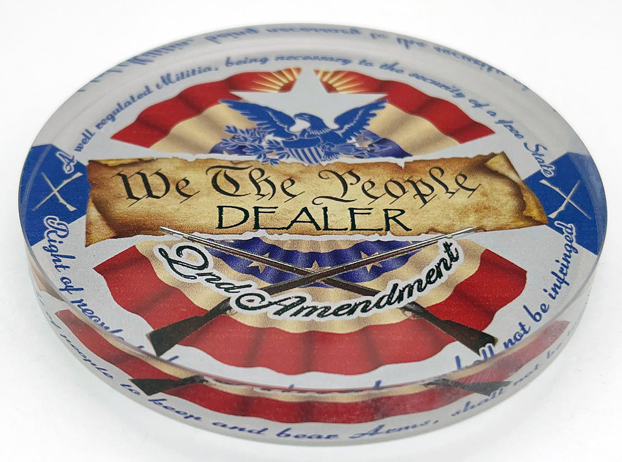 Crystal Poker Dealer Buttons - The 2nd Amendment