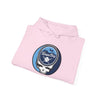 Light pink hoodie with front pouch and Tampa Bay Rays skull logo patch