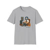 Heather gray crew-neck graphic T-shirt with front cartoon character print