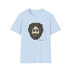 Light blue crewneck T-shirt with bearded skull graphic front print