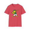 Red T-shirt with dancing bear graphic and text "Life is dead" on front