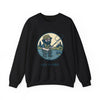 Black crewneck sweatshirt with round fishing graphic and 'Life is dead.'