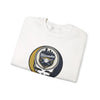 White crewneck sweatshirt with Milwaukee skull logo graphic
