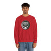 Red crewneck sweatshirt with Jeep logo front graphic