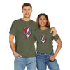 Olive green Dead T-shirt with skull lightning graphic on front