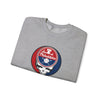 Light gray crewneck sweatshirt with Philadelphia circular sports logo graphic on chest.