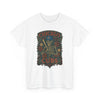 White crewneck T-shirt showing Chicago Cubs crest skeleton front graphic