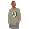 Olive green long-sleeve t-shirt with National Park Service skull logo on chest