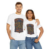 White New York Mets T-shirt with front skeleton logo; shown on two people