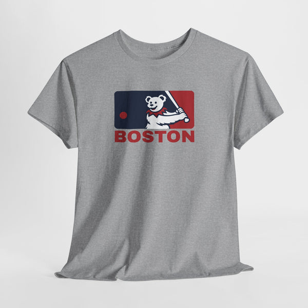 Charcoal short-sleeve t-shirt featuring Boston bear mascot and “BOSTON” chest graphic