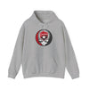 Heather gray Cincinnati Reds Stealie hoodie with hood and front skull basketball emblem
