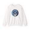White crewneck sweatshirt with circular Tampa Bay Rays Stealie logo on chest