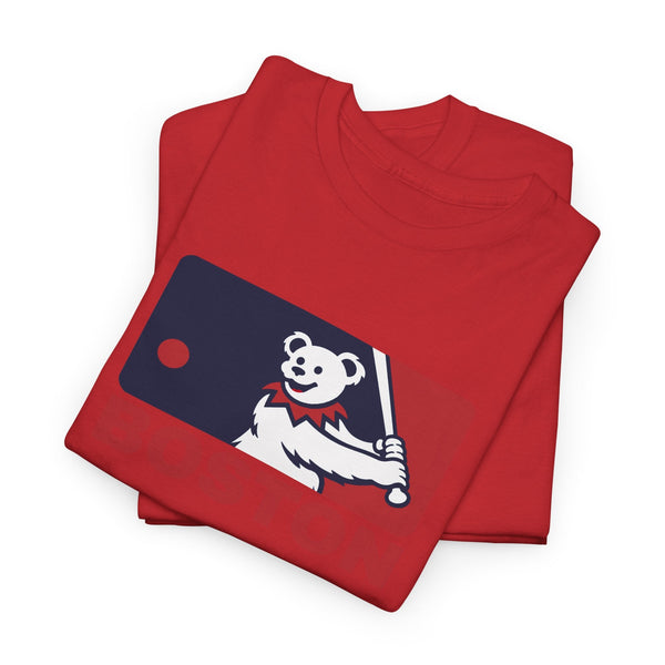 Red Boston Red Sox T-shirt with Dancing Bear and BOSTON logo graphic