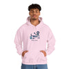 Light pink pullover hoodie with kangaroo pocket and Stay cool chest graphic