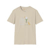 Sand graphic T-shirt with crew neck and short sleeves, front slogan and animal art