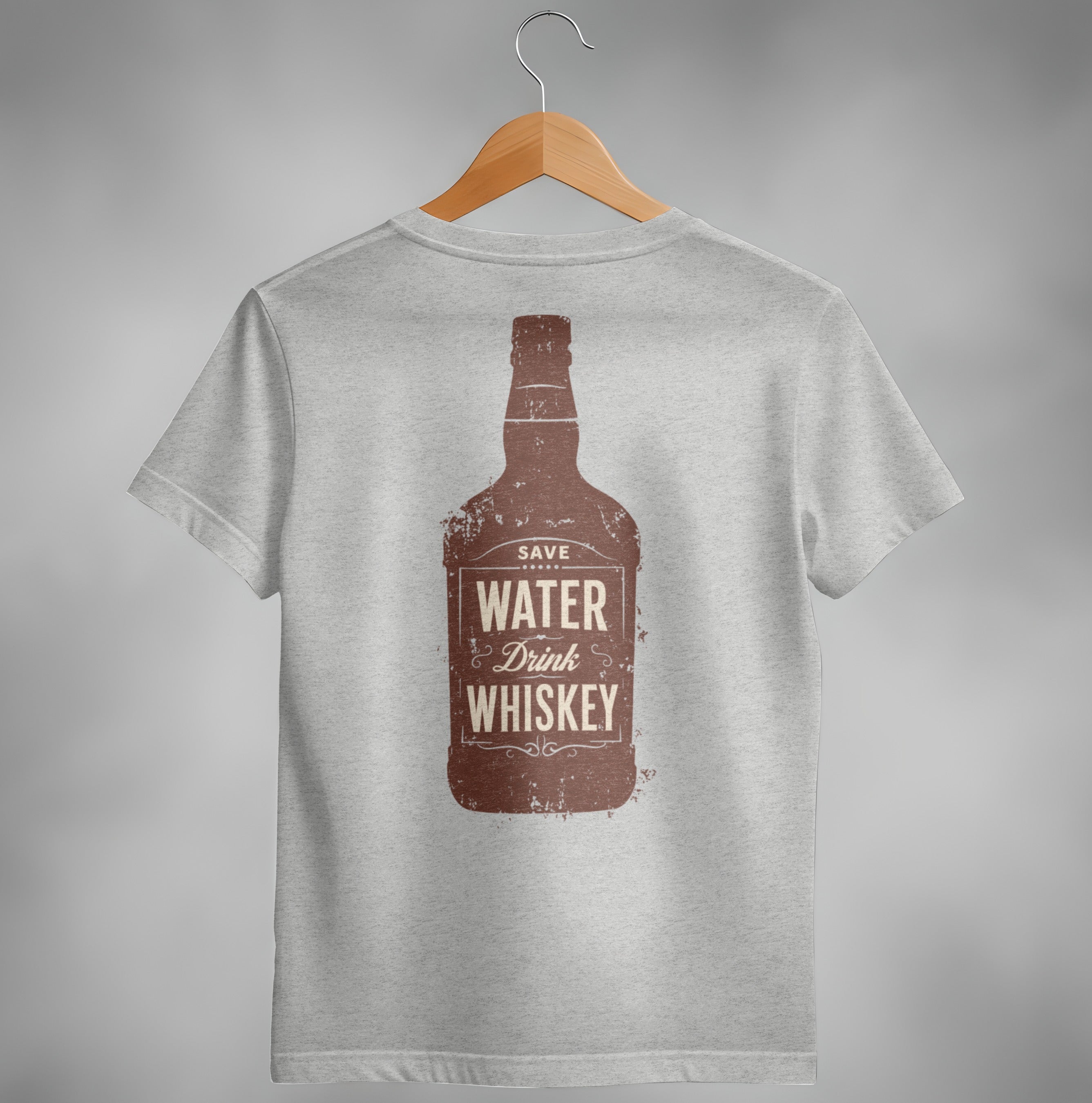 Save Water Drink Whiskey Funny Saying Graphic Bottle T-Shirt