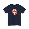 Navy T-shirt with circular Boston skull graphic at chest
