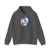 Los Angeles Dodgers dark gray hoodie, front LA Stealie logo, pullover hood and pocket
