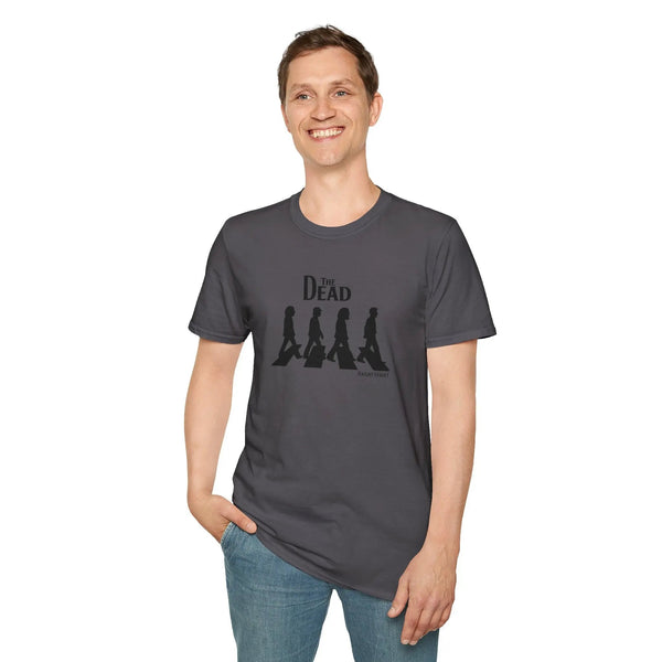 Charcoal crewneck T-shirt with black crosswalk silhouette graphic