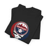 Black crewneck T-shirt with circular Washington baseball skull logo graphic
