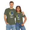 Military green Stealie logo T-shirt with circular skull graphic and “Philly” text on chest