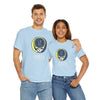 Light blue crew-neck short-sleeve T-shirt with circular Philly logo graphic