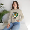 Sand crewneck sweatshirt with leprechaun Irish graphic front