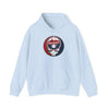 Light blue Washington Nationals hoodie with front circular team logo and skull graphic
