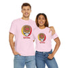 Light pink football t-shirt with circular M helmet logo graphic and 'FOOTBALL' text