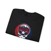 Black crewneck sweatshirt with Boston Red Sox Stealie helmet graphic