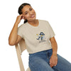 Sand crew-neck T-shirt with chest cartoon “NOT WORKING FROM ANYWHERE” graphic