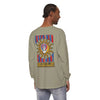 Gray long-sleeve T-shirt with large back festival skull graphic