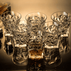 Set of crystal whisky tumblers with star and diamond cut facets