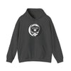 Dark gray hoodie with drawstring hood, front pouch pocket, and Chicago Stealie circular logo
