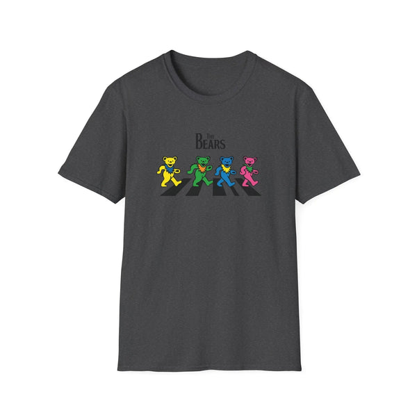 Charcoal dark graphic T-shirt with “The Bears” text and four colorful cartoon bear figures