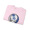 Pink Los Angeles Dodgers crewneck sweatshirt folded style with Stealie logo