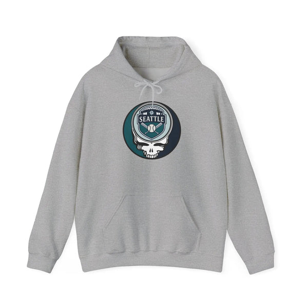Mariners pullover hoodie in light gray with Seattle logo graphic on the chest