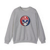 Sport gray crewneck sweatshirt with front circular Stealie skull emblem