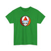 Irish green T-shirt with circular Boston skull graphic at chest