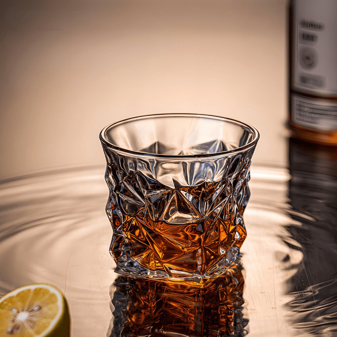 Amber faceted Japanese crystal whisky tumbler